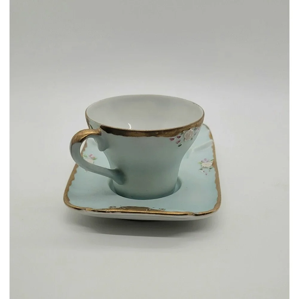 Antique Hand Painted Signed Depose Rose Espresso/Tea Cup and Ash Tray‎
